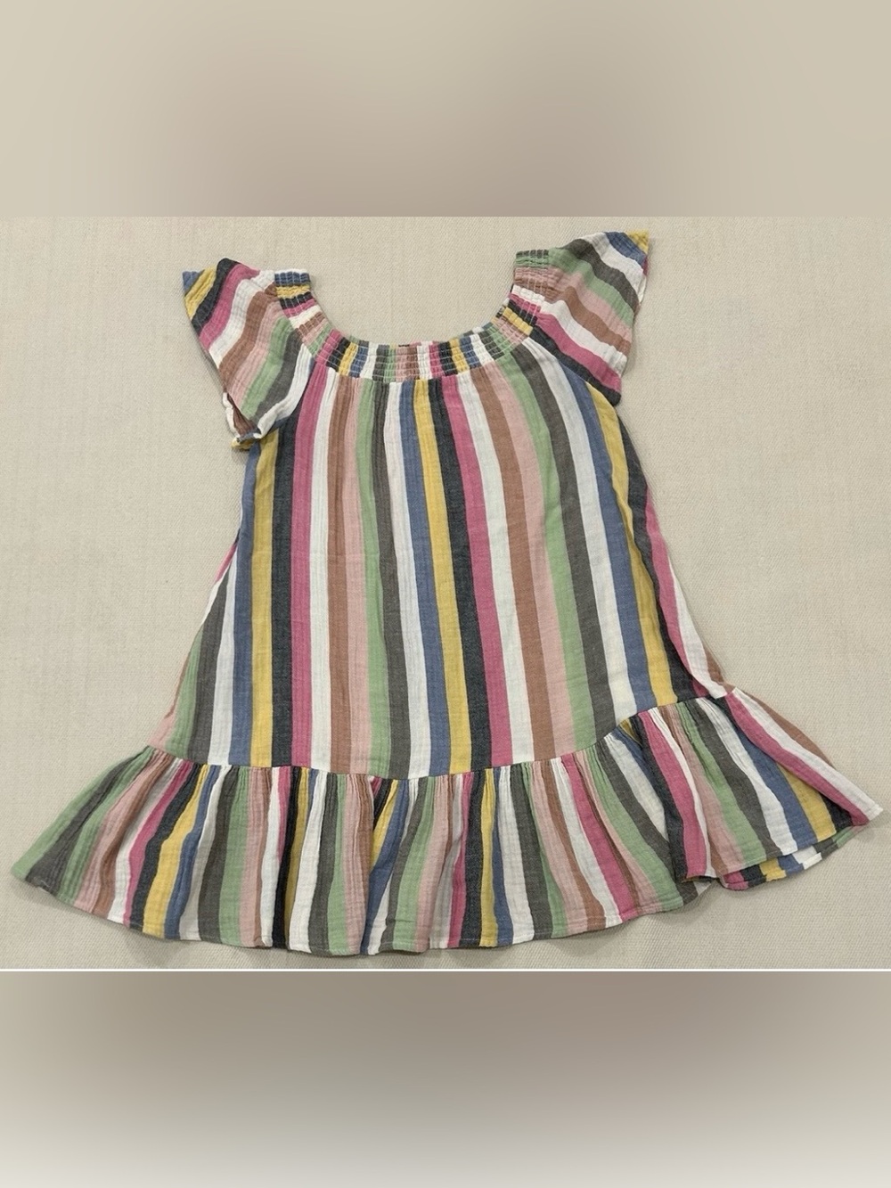 Marine Layer Mini Dress Off The Shoulder Multicolor Stripe Coastal Core Size M
